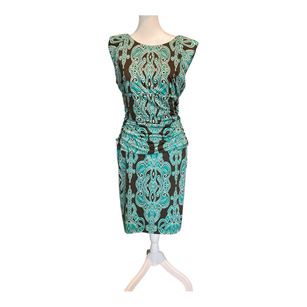 INC International Concepts Teal and Brown Paisley Dress